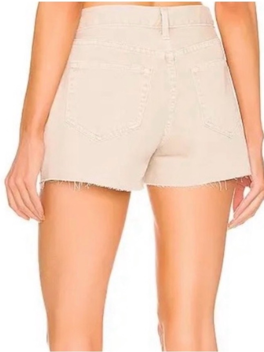 L'AGENCE Audrey  mid rise light beige Frayed Hem Denim Shorts New khaki 12